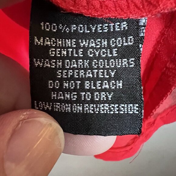 Rouge Collection Women’s Size 3X Red Blouse Short Flutter Sleeves Tie Front - Picture 7 of 9